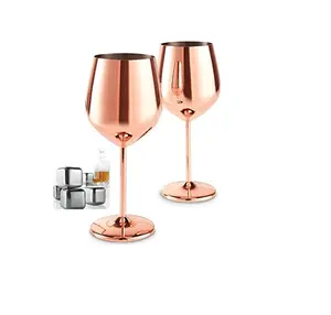 Di classe su misura rosa rame placcato bicchieri da vino da Cocktail in metallo calice Champagne Flute in acciaio inox vino rosso tazza di vetro