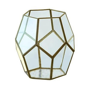 Tabletop Decoration <b>Vintage</b> New Arrival Clear <b>Glass</b> <b>Vase</b> Geometric Terrarium Garden Moss Gold Shiny Finished Decorative Home - Product Image 1