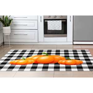 Tapis imprimé citrouille orange - Décoration moderne et mignonne pour le bureau et la cuisine à l'occasion d'Halloween, tapis doux non tissé - Product Image 3