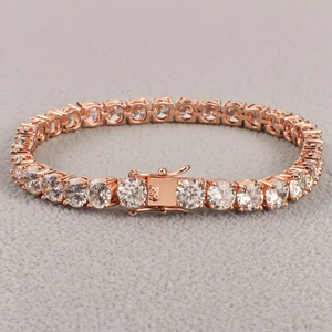 Pulsera de Tenis Clásica de Plata con Diamantes, Estilo Hip Hop, con Engaste de Puntas de Corte Brillante Redondo, Doble Cierre de Seguridad, Joyería de Lujo Unisex - Product Image 1