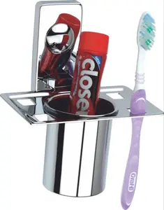 Porte-brosse à dents en acier porte-brosse à dents en métal durable porte-brosse à dents rond porte-organisateur tasse manteau doux au toucher - Product Image 1
