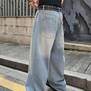 Pantalones Vaqueros Anchos Azules Premium para Hombre, Lavado Desgastado, Estilo Nuevo, Diseño OEM, Venta al por Mayor de Fábrica, Personalizados - Product Image 6