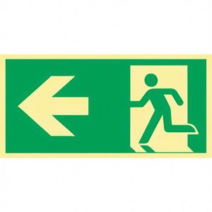 Señal de seguridad de salida de emergencia izquierda DIN EN ISO 7010 297x148 mm Plástico - Product Image 3
