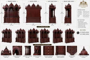 Mandir de Estilo Tradicional del Sur de la India, Personalizable, Duradero, de Madera de Teca Sólida, Unidad de Pooja Grande de Estilo Antiguo, Fabricante - Product Image 6