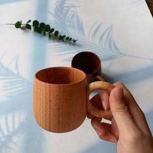 Tasse en bois d'acacia tasse à café Koi avec poignée taille 8x5cm/7x7cm couleur naturelle couleur personnalisée sécurité pour la santé par Vitrapro - Product Image 3