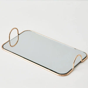 Ensemble de 2 plateaux ronds en métal doré élégants, plateau de rangement miroir pour mariage, table à domicile, parfum, cosmétiques et présentoir à bijoux - Product Image 5