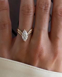18K Gold Plated 925 Sterling Silver Marquise Cut Moissanite Engagement <b>Ring</b> VVS D Color Luxury <b>Open</b> Band <b>Ring</b> for Women - Product Image 2