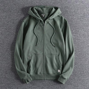 Automne hommes sweat à capuche mode basique couleur unie tout assorti jeunesse mâle manteau Fitness course Sport Cardigan tenues hauts - Product Image 1