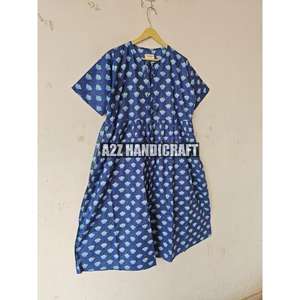 Summer Block Print Cotton Natural Washable <b>Dress</b> Floral Print Handmade Lace Decorated Floor-Length Wrap Bohemian <b>Wedding</b> <b>Hippie</b> - Product Image 5