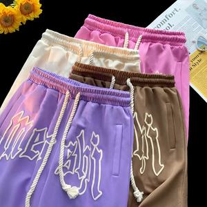 Cuerda personalizada Cordón Streetwear Pantalones cortos Logotipo bordado Hombres Mujeres Unisex Casual Ropa de verano - Product Image 6