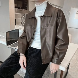100% Material de cuero de manga larga ropa de calle profesional gran oferta Hombres Nuevo diseño chaqueta de cuero chaqueta con capucha de piel para hombres - Product Image 3
