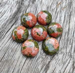 AAA + Calidad Natural Unakite Cabochon Corte ovalado Parte posterior plana Calibrado Piedra preciosa Venta al por mayor Todos Los tamaños disponibles - Product Image 4