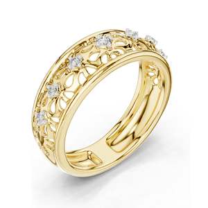 Anillo de Filigrana con Diamante de Laboratorio de 0.082 CT para Mujer, Claridad VVS-VS EF, Oro de 18KT, 14KT, 10KT y Plata 925, Oro Rosa, Amarillo - Product Image 4