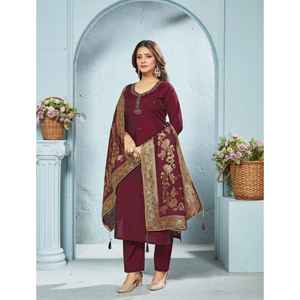 LANCEMENT DU NOUVEAU FESTIVE WEAR KURTI PENT AVEC TISSU DUPATTA TISSU ROMAIN AVEC SELF JEQUARD DUPATTA - Product Image 1