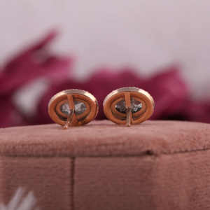 Bijoux d'anniversaire pour femmes Boucles d'oreilles en diamant taille ovale classique plaqué or jaune 18KT - Product Image 4