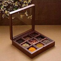 Boîte à épices en bois d'acacia tendance Conteneur Boîte à épices Masala Boîte de support pour épices avec couvercle en métal par NS CREATIVE CRAFTS