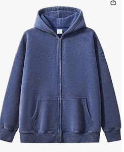 Sudaderas con capucha informales con cremallera y lavado ácido de algodón pesado con estampado de otoño e invierno Unisex Vintage más vendidas para hombres y mujeres - Product Image 2