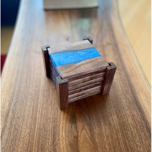 Sous-verres en bois de résine carrelée pour thé ensemble de sous-verre en bois pour boissons carré résistance à l'eau résine époxy caboteur de rivière - Product Image 4