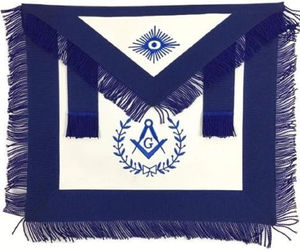 Delantal Masónico de Lujo para Maestro Masón de la Logia Azul, con Bordado a Máquina, Flecos y Magnético (Azul Marino) - Product Image 6
