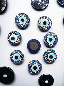 Imán de Cristal con Diseño de Ojo Turco, Forma Redonda, Diseño en Relieve, Tema Moderno de Estambul - Product Image 5