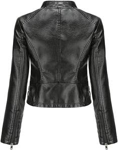 Chaqueta de piel sintética acolchada informal para mujer, lona estampada transpirable, decoración de botones de ganchillo, diseño de letras de ganchillo abotonado - Product Image 5