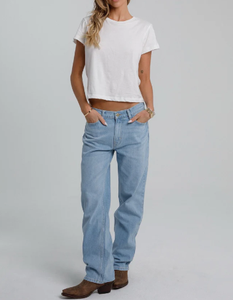 Pantalon denim décontracté à jambe droite - Product Image 1