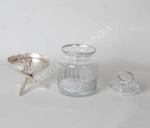 Ensemble de 3 bocaux en verre de luxe finis argentés avec support, bocaux de rangement écologiques avec couvercles pour la cuisine, pour préserver la fraîcheur, idéal pour les cadeaux - Product Image 6