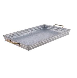 Plateau de service en métal de forme rectangulaire plaqué argent de luxe décoratif personnalisé pour la maison en gros pour la table de cuisine Fruits et Dessert - Product Image 1