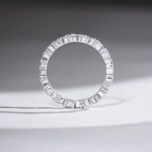 Anillo de Eternidad con Diamantes Corte Marquesa, Oro Blanco/Rosa y Amarillo de 18K, Anillo de Boda Floral, Diamantes Cultivados en Laboratorio, Joyería Fina para Novia - Product Image 2