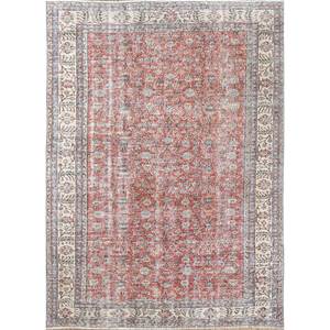 Alfombra de Lana Anudada a Mano de Gran Tamaño, Estilo Vintage, Pae-2816, Patrón Floral Rojo Naranja, para Sala de Estar, Pasillo, Rectangular, para Adolescentes - Product Image 1