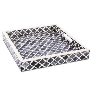 Bandeja de servicio con incrustaciones de hueso hechas a mano antiguas, platos de lujo occidentales minimalistas, platos HF CRAFTS Luxury en su mejor momento - Product Image 4