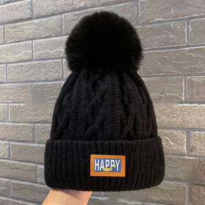 Meilleur prix Bonnet jacquard avec pli sans manchette hiver crâne tricoté chapeau Logo personnalisé bas quantité minimale de commande tous les styles d'impression - Product Image 5