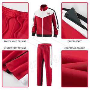 Vêtements de sport 100% coton, impression personnalisée de couleur et de logo, respirant, taille plus, ensembles de survêtements pour hommes, vente en gros, fermeture éclair, manches longues - Product Image 3