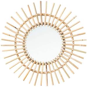 Venta al por mayor de diseño moderno respetuoso con el medio ambiente ratán colgante girasol espejo redondo Indonesia hecho con marco de hierro decoración de la pared - Product Image 1