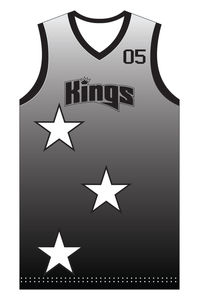 Ensemble d'uniformes de basket-ball Kings, uniformes sublimés sans manches à col en V, vêtements de sport pour hommes, design Skyline 05 étoiles - Product Image 2