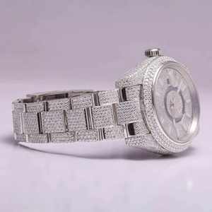 Reloj de Diamantes de Moissanita Analógico de Acero Inoxidable de Primera Calidad al por Mayor, Chapado Antidesvanecimiento, Resistente al Agua, con Piedras Brillantes para Ocasiones Especiales - Product Image 3