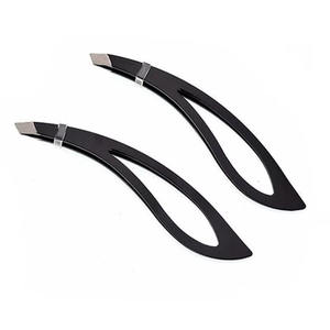 Pinzas Profesionales para Cejas de Acero Inoxidable con Punta Inclinada de Color Negro, Herramienta de Depilación para Salón y Hogar - Product Image 1
