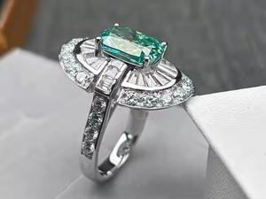 Bague de mariage pour femme en argent sterling 925 avec Moissanite 4ct Original Ocean Blue Allonged Cushion Cut Diamond Shape - Product Image 2