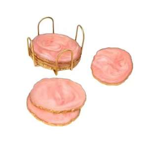 Ensemble de sous-verres en résine Transy noir minuit de luxe tapis de table ronds avec support en métal pour table à manger thé café - Product Image 6