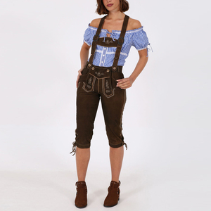 2025 nouveau Style Lederhosen pantalon en cuir bavarois Oktoberfest Type court extérieur bas quantité minimale de commande pantalon en cuir de chèvre pour les femmes - Product Image 4