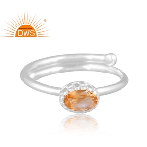 Latest Fine Sterling Silver Natural Citrine Gemstone <b>Adjustable</b> <b>Ring</b> Jewelry For Women Gift For Her - Product Image 2