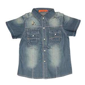 Boys <b>Half</b> Sleeves Denim <b>Shirt</b> - Blue - Product Image 1