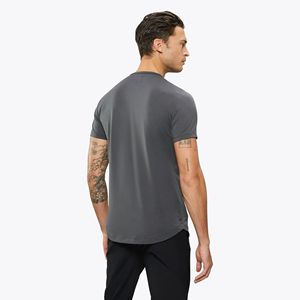 Top Selling Buttery Soft 62% Polyester 33% Cotton 5% Spandex Signature Fit Henley <b>Curve</b>-<b>Hem</b> Graphite <b>Shirt</b> - Product Image 2