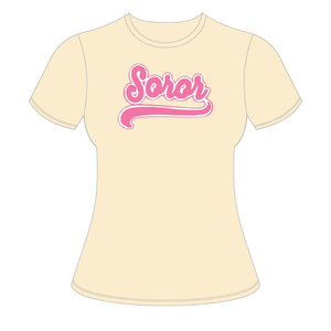 Camiseta Soror de Color Marfil, Sororidad Griega, Rosa y Verde, Ecológica, Informal de Verano, Elegante, Ropa Universitaria para Hermandad - Product Image 5