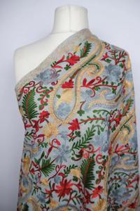 Elegant Hand Embroidered Winter <b>Shawl</b> Soft Pink Kashmiri Wool Solid Pattern Stylish Cozy <b>Wrap</b> Accessory for Women Fashion - Product Image 4