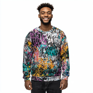 Sudadera con estampado OEM para hombre, Sudaderas con cuello redondo y hombros caídos, ropa de calle de invierno para hombre, sudadera de lana GSM 400 para hombre - Product Image 6