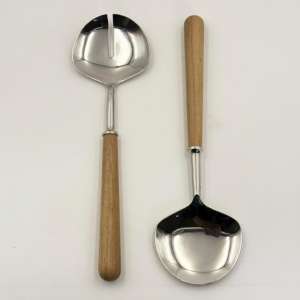 Ensemble de 2 cuillères à salade en acier inoxydable avec manche en bois de manguier, fait à la main, écologique, pour la vaisselle, les hôtels et la décoration des restaurants - Product Image 2