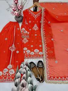 Colección de Vestidos Étnicos Modernos de Diseño Indio para Damas, Traje Sharara Gharara con Bordado Intenso, Nuevo Estilo para Fiestas - Product Image 3