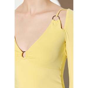 Blusa Casual con Hombros Descubiertos, Logotipo Bordado, Cuello con Volantes, Decoración de Encaje, Satén, Seda, Chifón, Tejido de Punto para Fiesta, Otoño, Primavera - Product Image 6