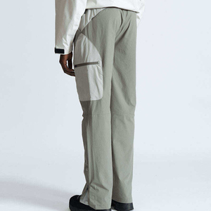 Men's Green Elastic Waist Cargo <b>Pants</b> Multiple Pockets Quick Dry Lightweight Casual Drawstring <b>Summer</b> Wear Windbreaker <b>Pants</b> - Product Image 3